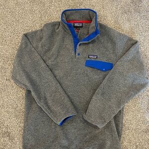 Patagonia Gray and Blue Synchilla Fleece (Medium)